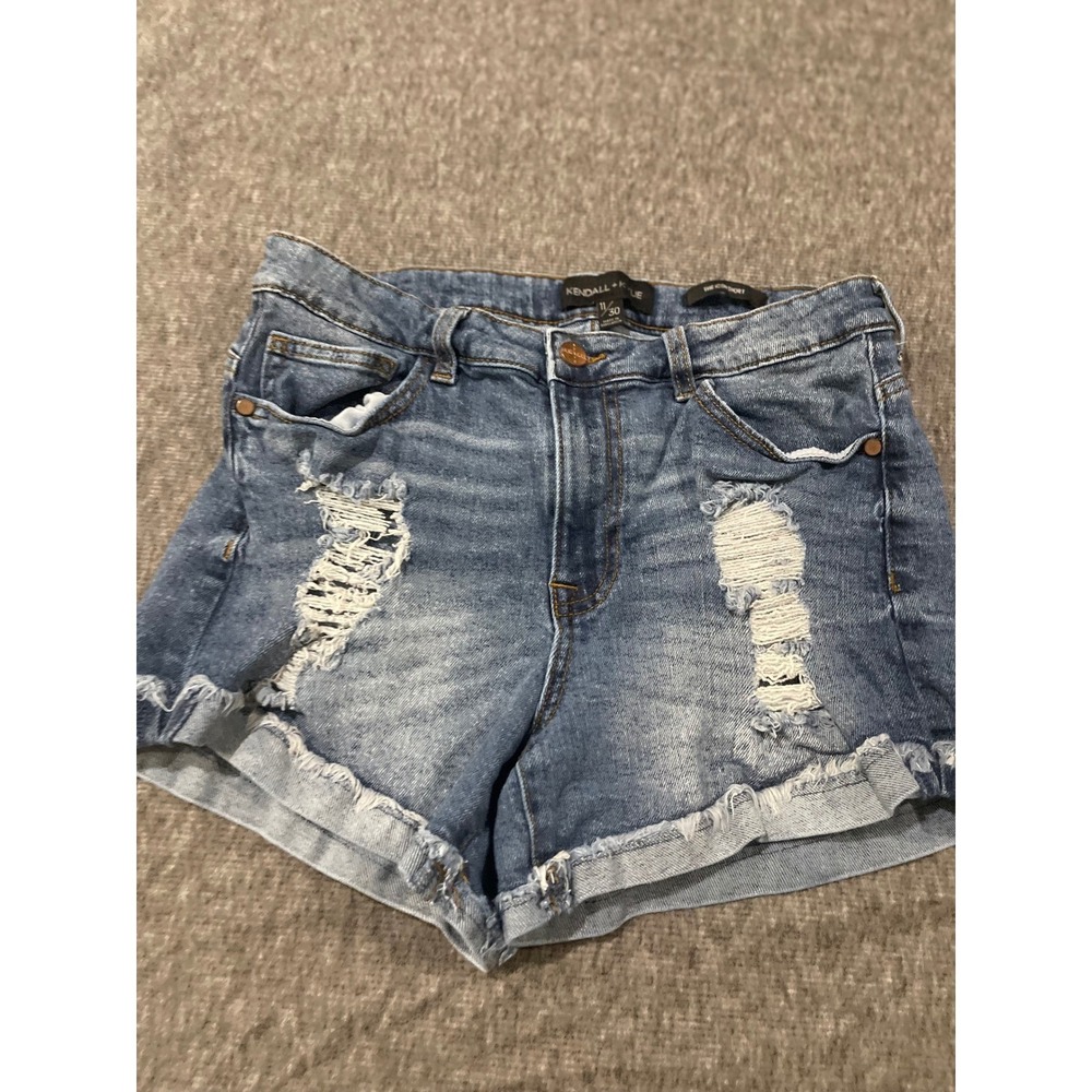 Kendall + Kylie Denim Shorts Distressed Ripped Blue Wash The Icon Short 11/30